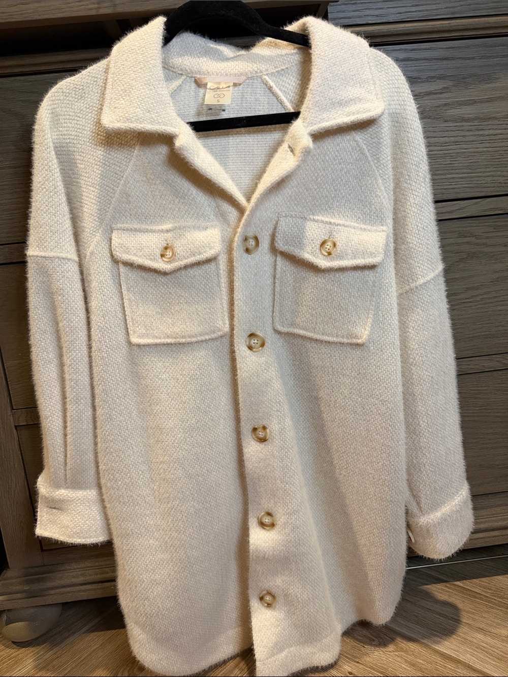 CALIA by Carrie Underwood Ivory Button-Front Teddy Jacket - Picture 4 of 5